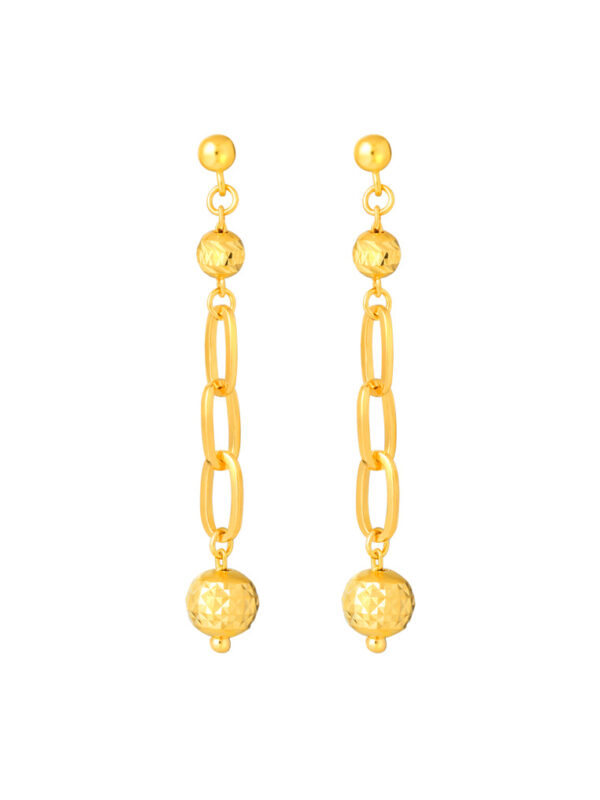 TOMEI Lavish Dangling Beads Earrings, Yellow Gold 916