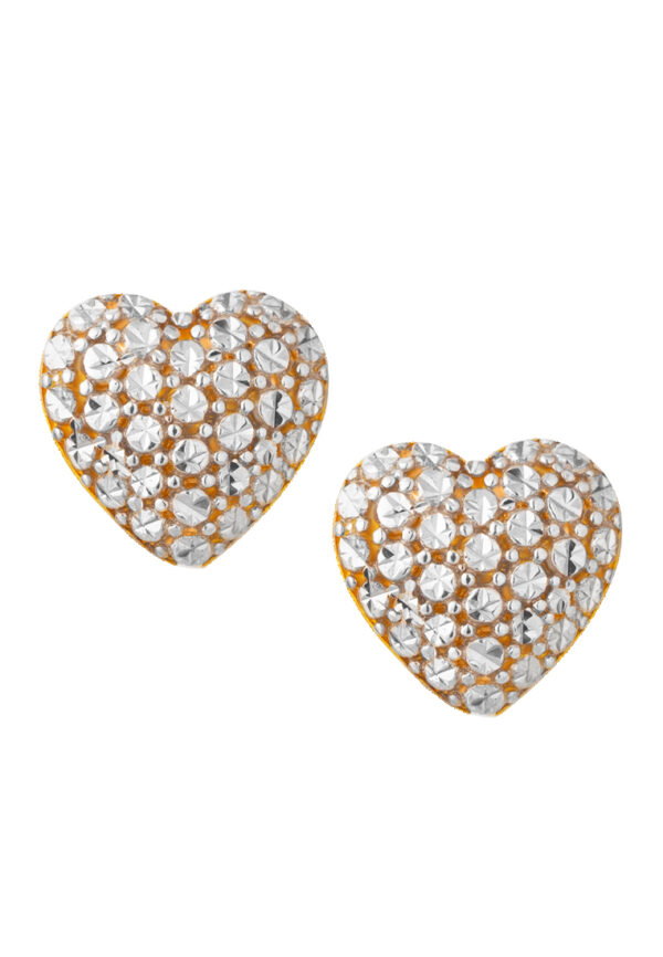 TOMEI Diamond Cut Collection Laser Heart Earrings, Yellow Gold 916