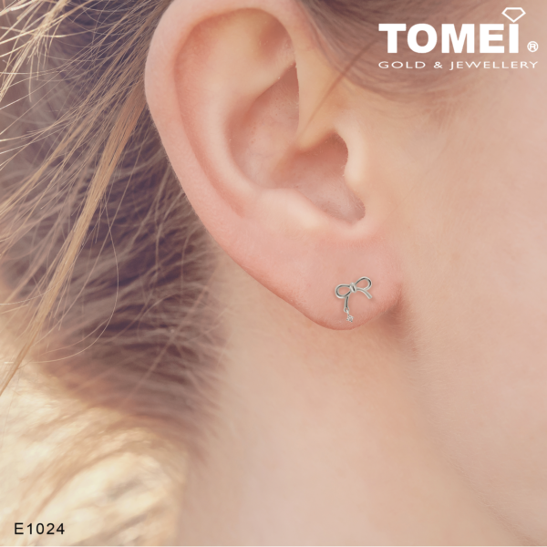 TOMEI Ribbon Earrings, White Gold 585