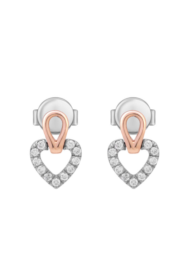 E2198WR-1 TOMEI Love Is Beautiful Collection Diamond Earrings, White+Rose Gold 585