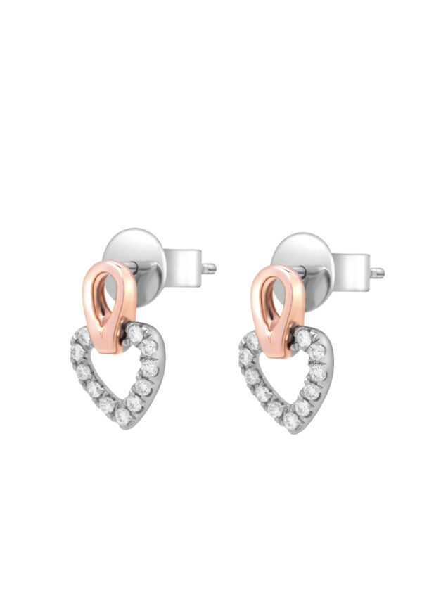 E2198WR-2 TOMEI Love Is Beautiful Collection Diamond Earrings, White+Rose Gold 585