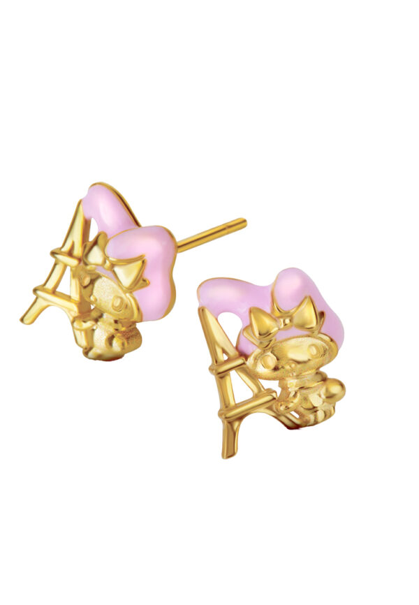 TOMEI My Melody with Parisienne Eiffel Joy Earrings, Yellow Gold 916