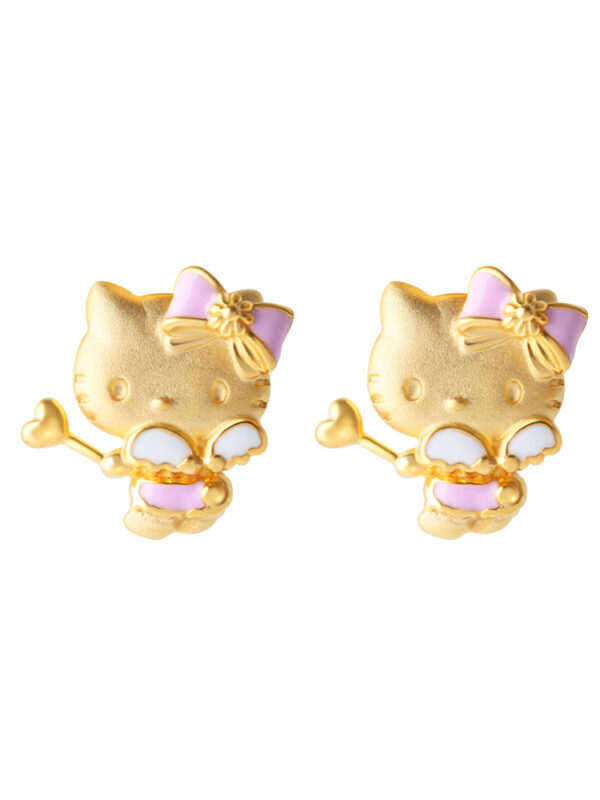 HK-YG1183E-EC TOMEI X Hello Kitty Fairy Stick Earrings, Yellow Gold 916