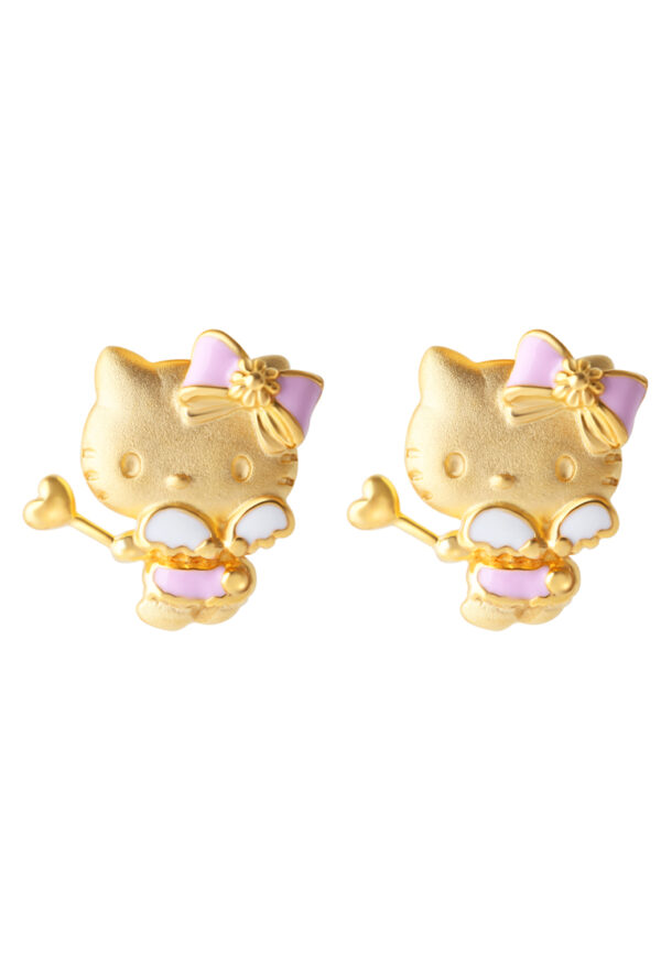 HK-YG1183E-EC TOMEI X Hello Kitty Fairy Stick Earrings, Yellow Gold 916
