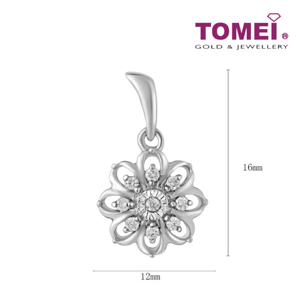 TOMEI Diamond Pendant Set, White Gold 585