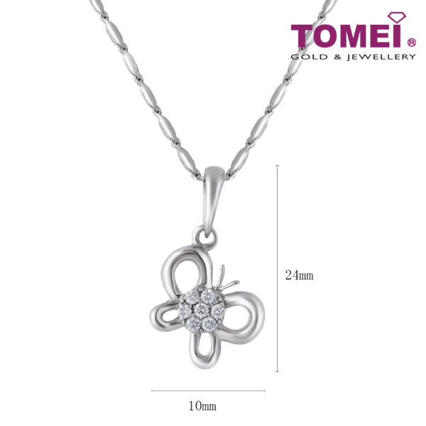 TOMEI Butterfly Diamond Pendant Set, White Gold