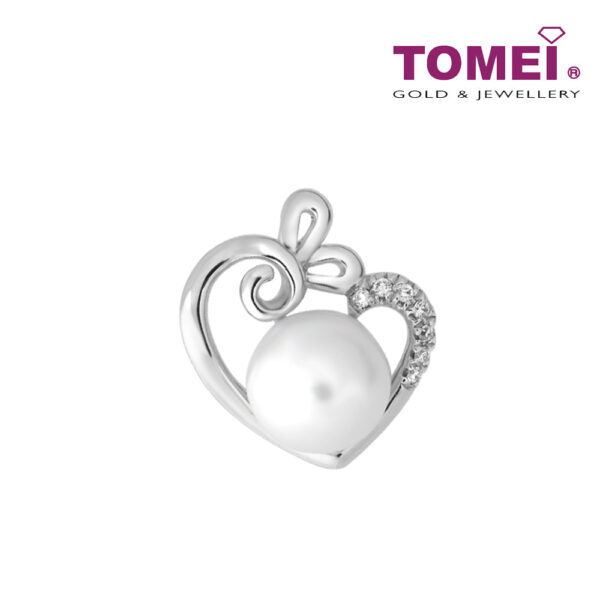 TOMEI Pearl Diamond Pendant Set, White Gold