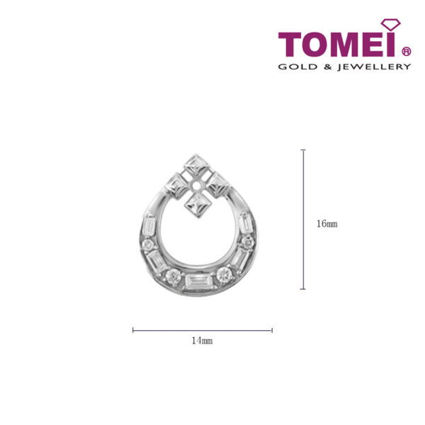 TOMEI Glittery Droplet Diamond Pendant Set, White Gold 585