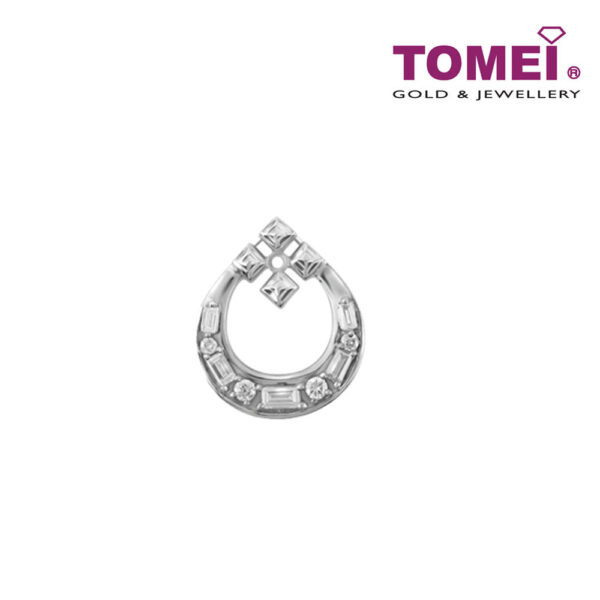 TOMEI Glittery Droplet Diamond Pendant Set, White Gold 585
