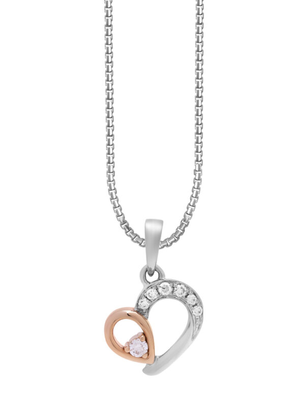 TOMEI Love Is Beautiful Collection Diamond Pendant Set, White+Rose Gold 585