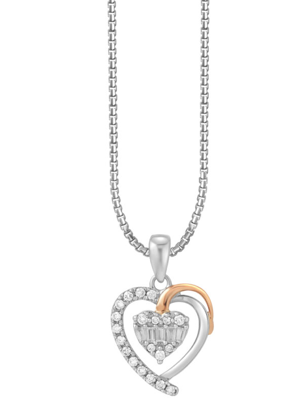 TOMEI Love Is Beautiful Collection Diamond Pendant Set, White+Rose Gold 585