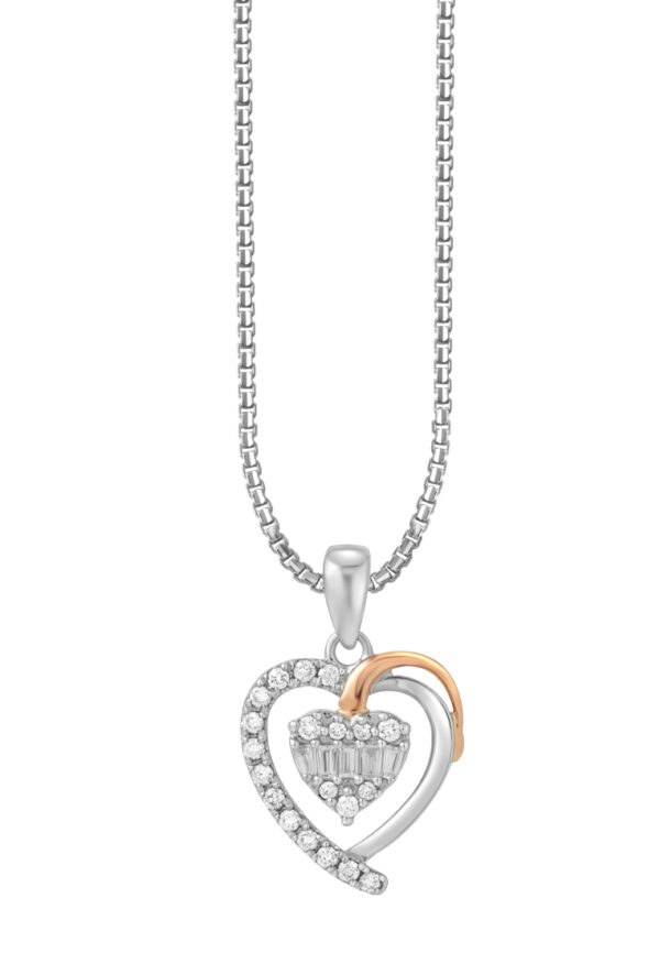 P6258WR-1 TOMEI Love Is Beautiful Collection Diamond Pendant Set, White+Rose Gold 585
