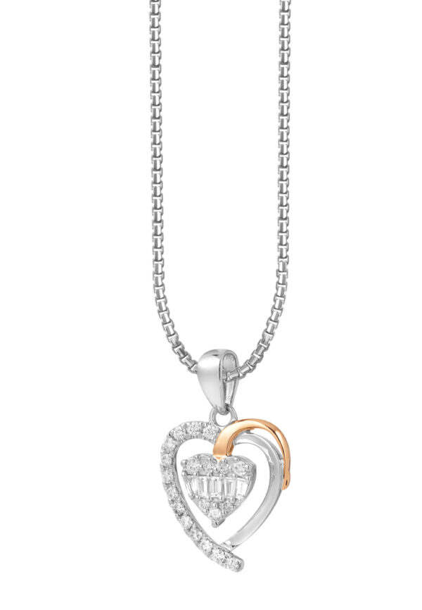 P6258WR-2 TOMEI Love Is Beautiful Collection Diamond Pendant Set, White+Rose Gold 585