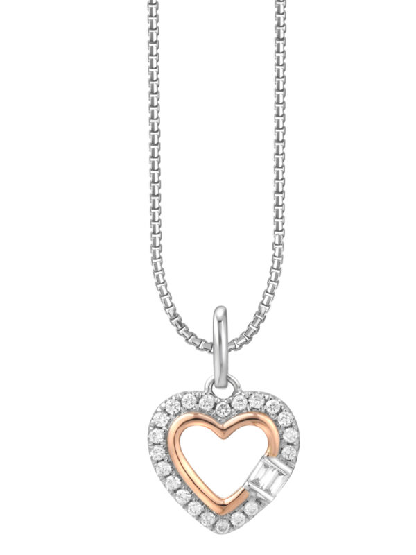 TOMEI Love Is Beautiful Collection Pendant Set, White+Rose Gold 585
