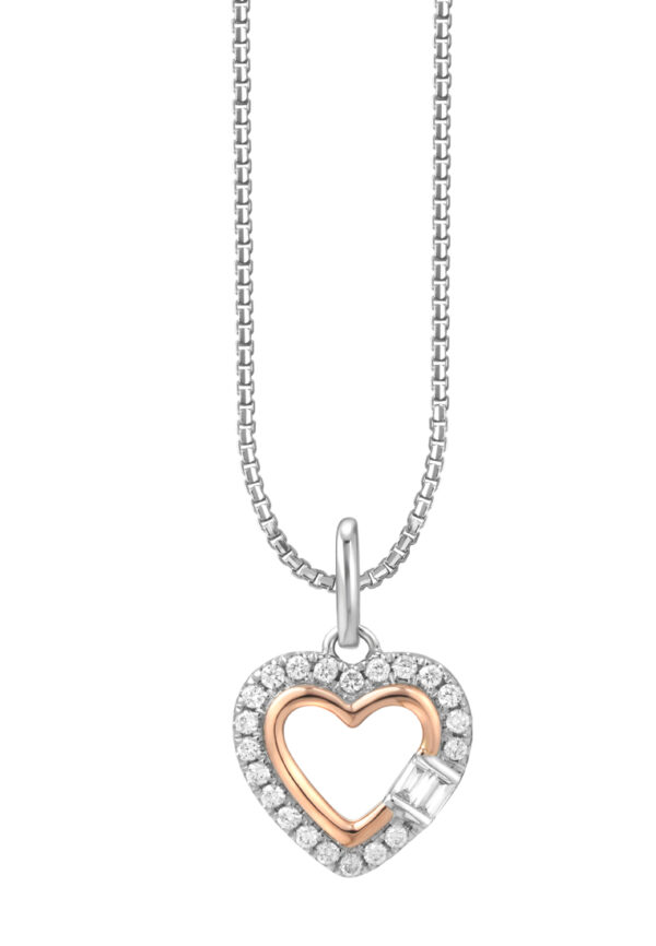 P6329WR-1 TOMEI Love Is Beautiful Collection Pendant Set, White+Rose Gold 585