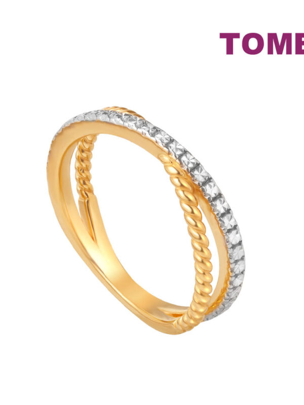 Sony_28656 TOMEI Diamond Cut Collection Cross Twisted Ring, Yellow Gold 916