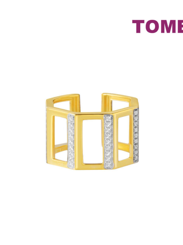 Sony_47884 TOMEI Diamond Cut Collection Rectangle Wide Ring, Yellow Gold 916