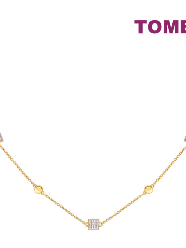 Sony_47932 TOMEI Diamond Cut Collection Necklace With Cube, Yellow Gold 916