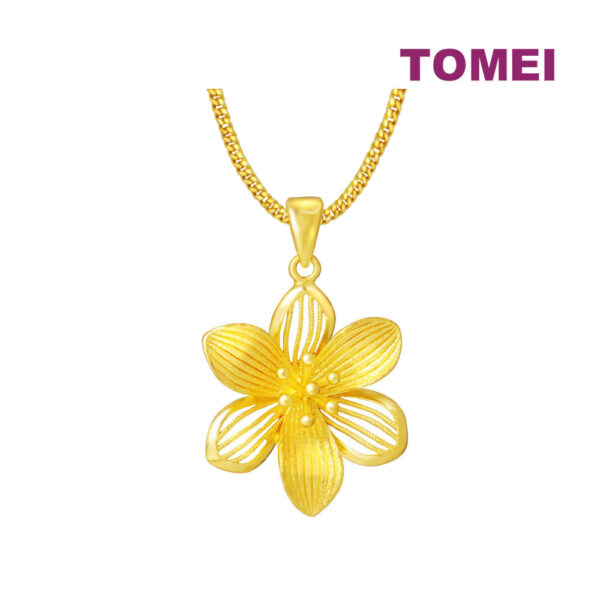 Sony_49813withchain TOMEI Blooming Flower Pendant, Yellow Gold 999