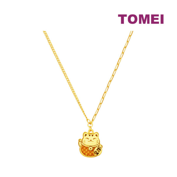 Sony_49839 TOMEI Maneki-neko Necklace, Yellow Gold 999
