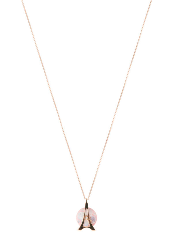Tomei_0001_DSC09747.psd TOMEI Je t'aime Revolving Love Eiffel Tower Diamond Necklace 为爱钻动套链, Rose Gold 750