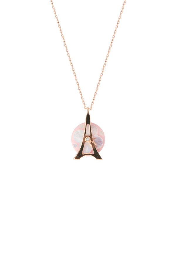 Tomei_0002_DSC09747.psd TOMEI Je t'aime Revolving Love Eiffel Tower Diamond Necklace 为爱钻动套链, Rose Gold 750