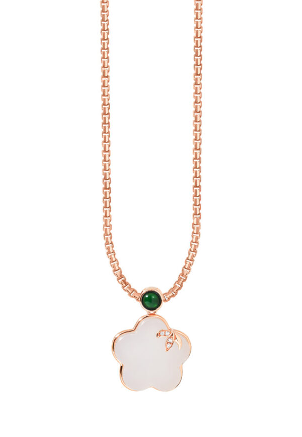 TOMEI Nephrite Series Peach Blossom Necklace, Rose Gold 750