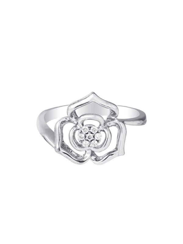 Untitled-1_0034_ColorBalance1copyR3937 TOMEI Minimalist Flower Diamond Ring, White Gold 375