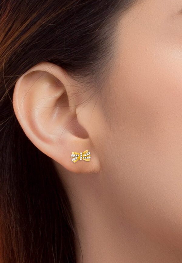 TOMEI Diamond Cut Collection Ribbon Stud Earrings, Yellow Gold 916