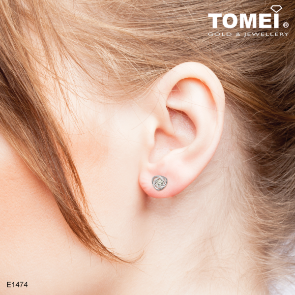 TOMEI Surround Me with Your Love Earrings, White Gold 585