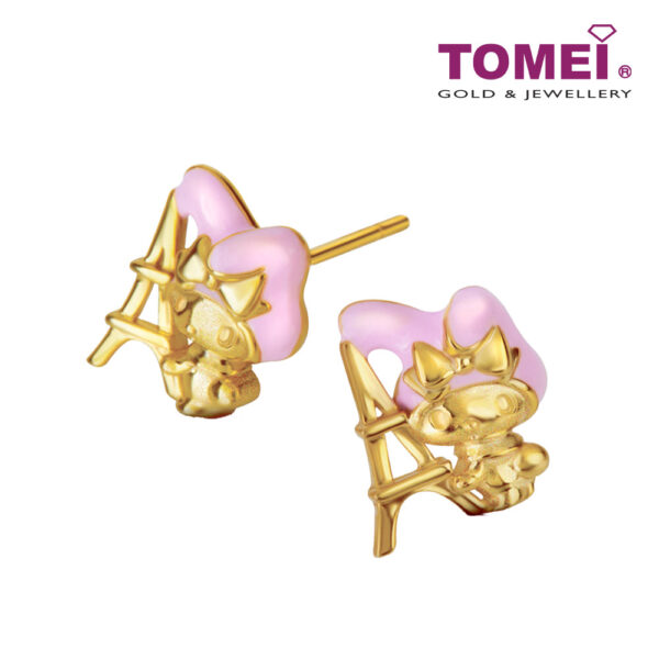 tomei_0001_melodyearringparis2.psd TOMEI My Melody with Parisienne Eiffel Joy Earrings, Yellow Gold 916