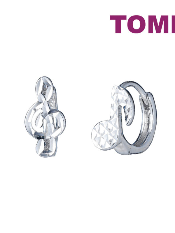 tomei_0002s_0000_Layer3 TOMEI Melody Note Earrings, White Gold 585