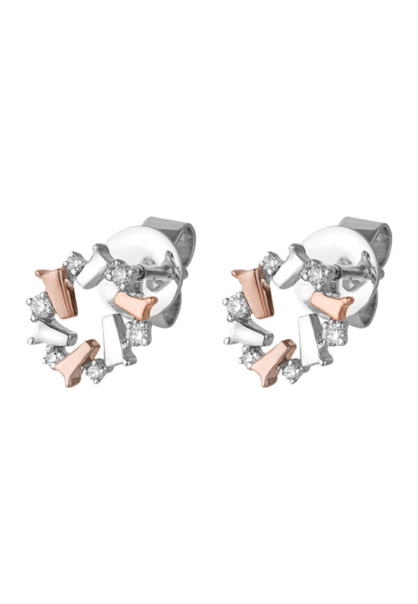TOMEI Noble Unity Earrings, White+Rose Gold 585