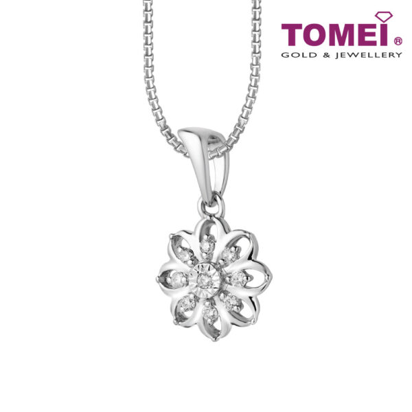 TOMEI Diamond Pendant Set, White Gold 585