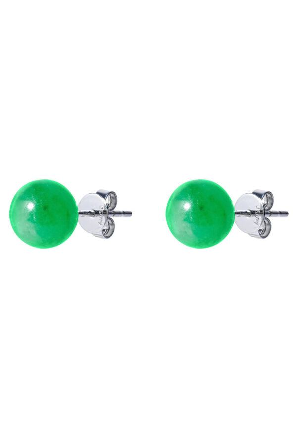 tomei_0008s_0000_Sony_51769_EG-0102J-G-2.psd TOMEI Classic Round Jade Earrings, White Gold 750