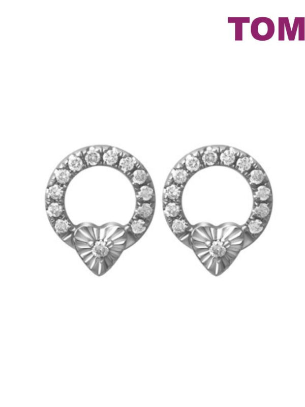 tomei_14 Earrings of Spellbindingly Striking Diamantes in Circular Motion | Snowy Snowball Collection | Tomei White Gold 585 (14K) (E2141)