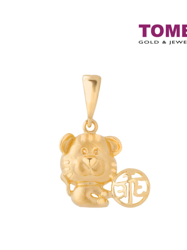 1000x1000px__0002_24 TOMEI Tiger Pendant, Yellow Gold 916