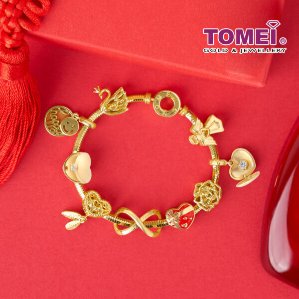 TOMEI Chomel Collection Shining From My Shaking Heart Charm, Yellow Gold 916