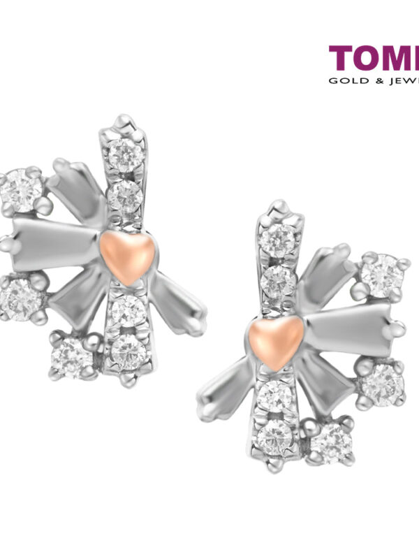 11000pxw_0010_D20003057 TOMEI White Christmas Collection Diamond Earrings, White+Rose Gold 585