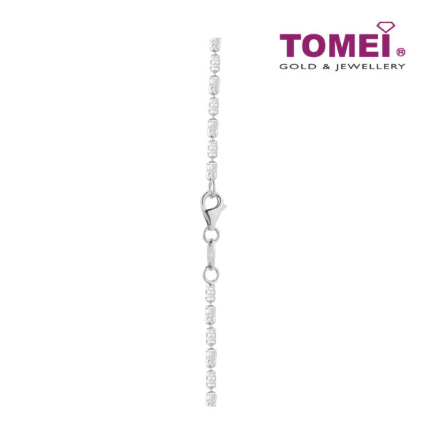 Tomei Sparkling with Laser Necklace, Unisex White Gold 585