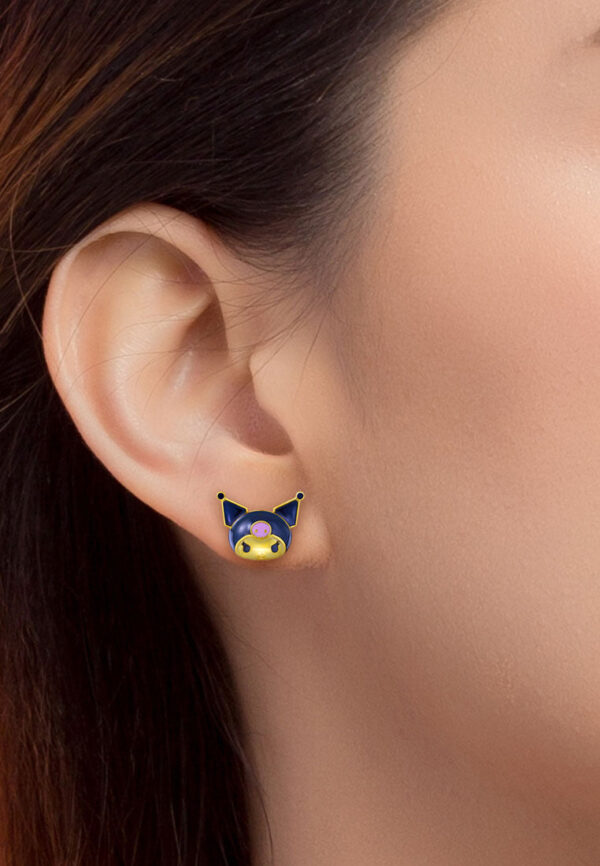 TOMEI I Sanrio Kuromi Earrings, Yellow Gold 916