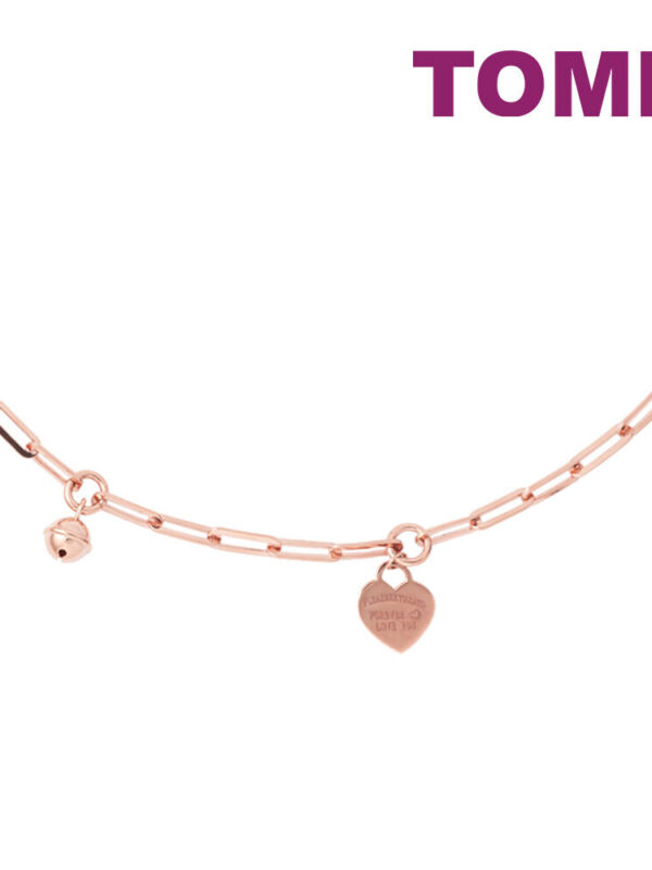 714ac1f6547f139b50714c23c34efe05 TOMEI Rouge Collection Dangle Heart & Bell Bracelet, Rose Gold 750