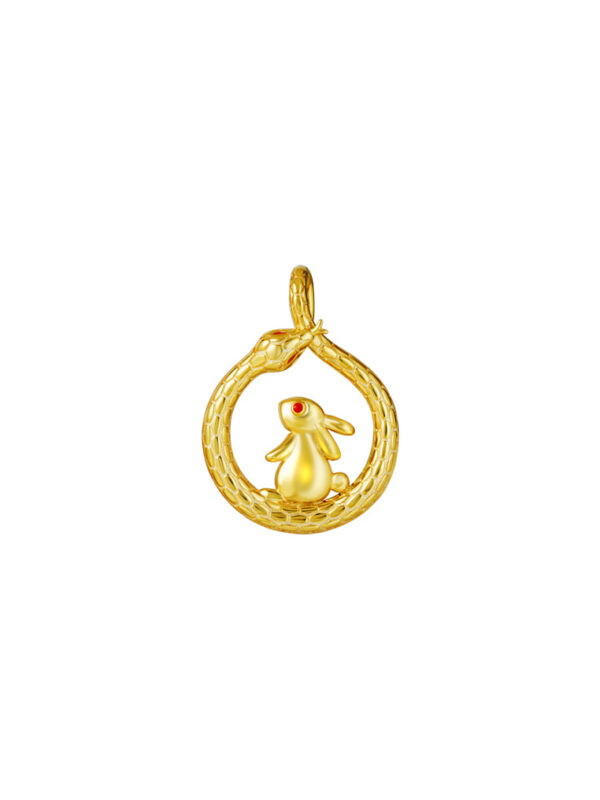 762_0008_DSC01051_9P-YG1288P-EC TOMEI Rabbit & Snake Pendant, Yellow Gold 916