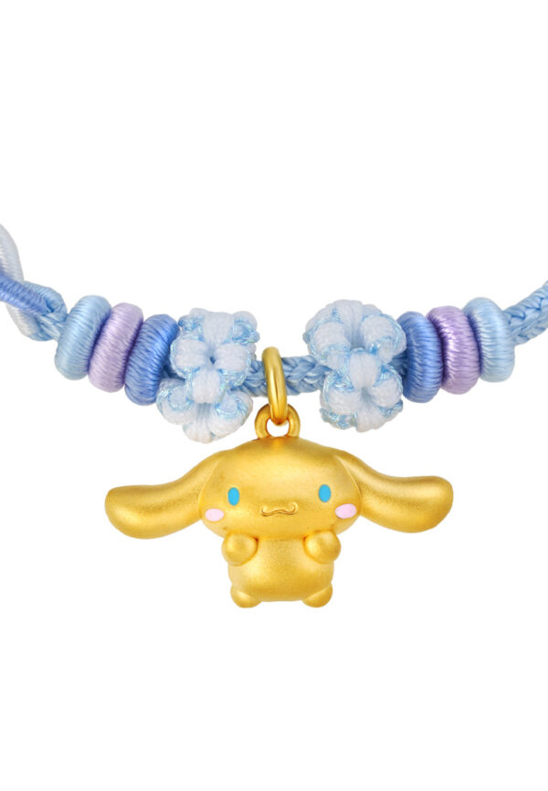 TOMEI Chomel I Sanrio Cinnamoroll 5D Charm with Blue Rope Bracelet, Yellow Gold 999