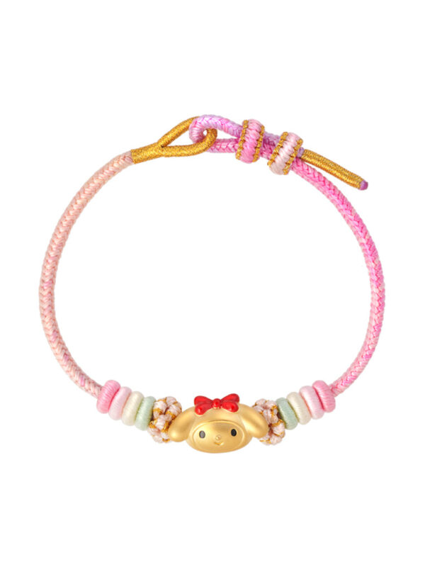 762x1100_0002_Sony_39551 TOMEI X Sanrio My Melody Charm with Pink Rope Bracelet, Yellow Gold 999 (5D)