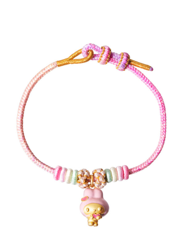 762x1100_0005_Sony_39553 TOMEI X Sanrio My Melody Charm with Pink Rope Bracelet, Yellow Gold 999 (5D)