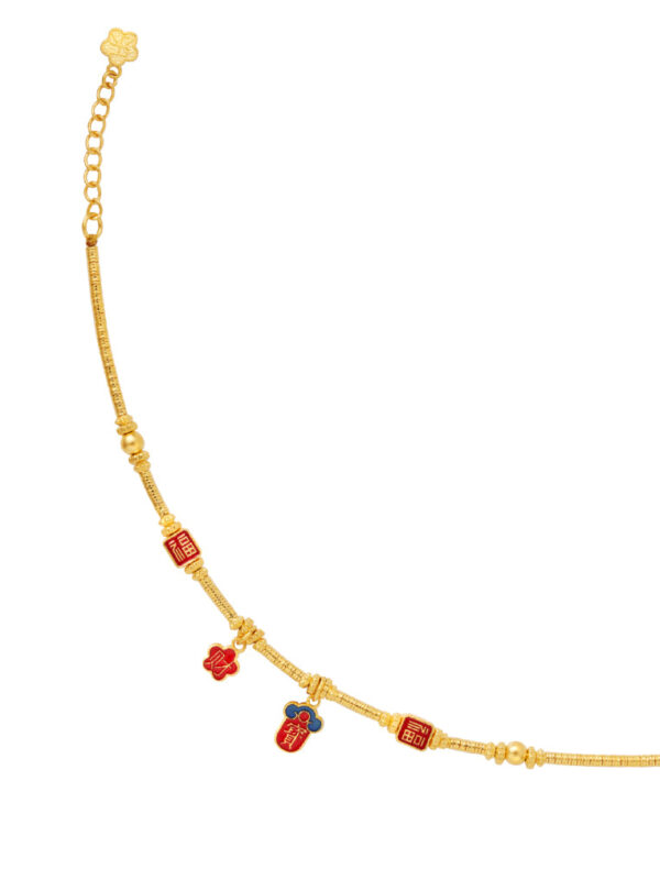 762x1100_0008_Sony_24773 TOMEI x XIFU Vintage Charm In Red Bracelet, Yellow Gold 999