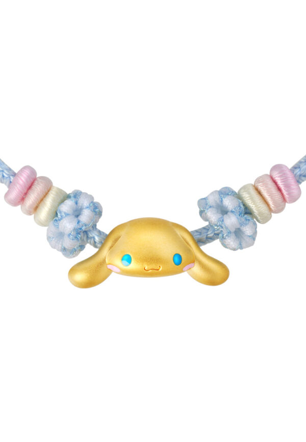 TOMEI Chomel I Sanrio Cinnamoroll 5D Charm with Blue Rope Bracelet, Yellow Gold 999