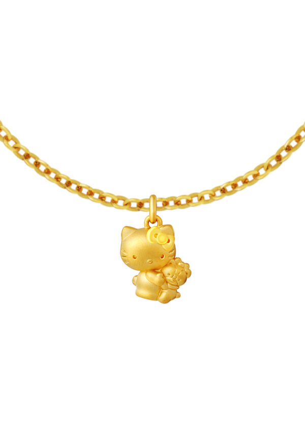 TOMEI I Sanrio Chubby Hello Kitty Pendant, Yellow Gold 999