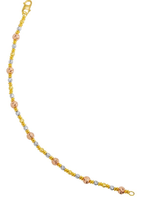 BB1025-B-3C TOMEI Triple Tone Ball Bracelet, Yellow Gold 916